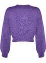 Trendyol Purple Crop Měkký texturovaný pletený svetr