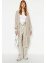 Trendyol Stone Maxi Basic Knitwear Cardigan