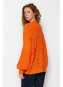 Trendyol Orange Wide Fit Crew Neck Pletený svetr