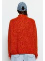 Trendyol Orange Soft Textured Zippered Knitwear Sweater