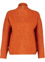 Trendyol Orange Soft Textured Zippered Knitwear Sweater