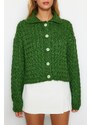 Trendyol Mint Polo Neck Pletený Detailní pletený svetr