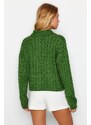 Trendyol Mint Polo Neck Pletený Detailní pletený svetr