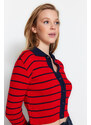 Trendyol Navy Blue Striped Knitwear Cardigan