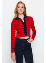 Trendyol Navy Blue Striped Knitwear Cardigan