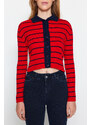 Trendyol Navy Blue Striped Knitwear Cardigan