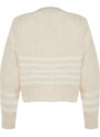 Trendyol Stone Soft Textured Striped Knitwear Cardigan