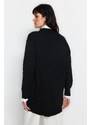 Trendyol Black Fabric on the sleeves Pleat Detail Knitwear Cardigan