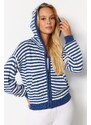 Trendyol Blue Hood Detailní pletený svetr