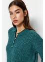 Trendyol Khaki Široký střih Měkký texturovaný pletený svetr