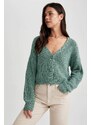 DEFACTO Regular Fit Pletený svetr s výstřihem do V