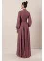 By Saygı Kámen Vyšívané Plisované Dlouhé Šifónové šaty Široký výběr velikostí Mátová