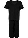 Trendyol Curve Black Knitted Pajamas Set