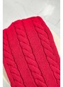 MladaModa Komplet - dámská čepice s kožešinkovou bambulí + komín PLK3 červený