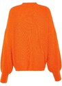 Trendyol Orange Wide Fit Crew Neck Pletený svetr