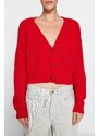 Trendyol Red Crop Pletený svetr s výstřihem do V