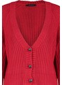 Trendyol Red Crop Pletený svetr s výstřihem do V