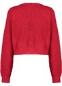 Trendyol Red Crop Pletený svetr s výstřihem do V