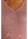 Trendyol Curve Dusty Rose V-Neck Button Detailní pletený svetr