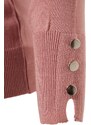 Trendyol Curve Dusty Rose V-Neck Button Detailní pletený svetr