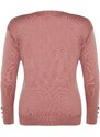 Trendyol Curve Dusty Rose V-Neck Button Detailní pletený svetr