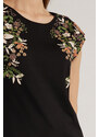 Dámské tričko s květinovým potiskem TSH0213 černé - Monnari