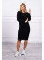 K-Fashion Svetr Šaty v černé žebrované barvě