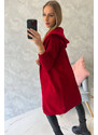 K-Fashion Svetr s kapucí červený