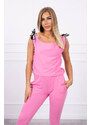 K-Fashion Kalhoty/oblek s nápisem selfie světle růžový