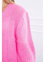 K-Fashion Svetr dlouhý kardigan světle růžový