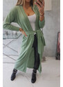 K-Fashion Svetr dlouhý svetr vázaný v pase tmavě mátový