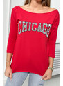 K-Fashion Halenka s potiskem Chicago červená