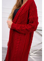 K-Fashion Svetr Cardigan s kostkovanou vazbou červený