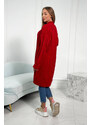 K-Fashion Kostkovaný svetr v červené vazbě
