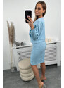 K-Fashion Svetrový set halenka + šaty modré