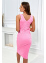 K-Fashion Svetrový set halenka + šaty světle růžová