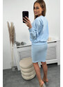 K-Fashion Halenka + pruhované šaty modré
