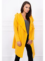 K-Fashion Volná bunda s kapucí v hořčicové barvě