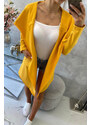 K-Fashion Volná bunda s kapucí v hořčicové barvě