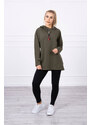 K-Fashion Tunika na zip s kapucí Oversize khaki barva