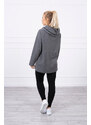 K-Fashion Oversize tunika s kapucí na zip v grafitové barvě