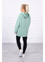 K-Fashion Tmavě mátová tunika na zip s kapucí Oversize