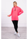 K-Fashion Tunika na zip s kapucí Oversize pink neon