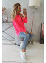 K-Fashion Tunika na zip s kapucí Oversize pink neon