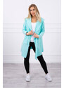 K-Fashion Volná bunda s kapucí v mátové barvě