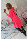 K-Fashion Bunda oversize s kapucí růžová neonová