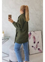 K-Fashion Zateplená bunda s vázáním v pase khaki barvy