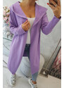 K-Fashion Dlouhý kabát s kapucí fialový