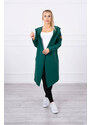 K-Fashion Dlouhý kabát s kapucí tmavě zelený