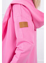 K-Fashion Dlouhý kabát s kapucí světle růžový